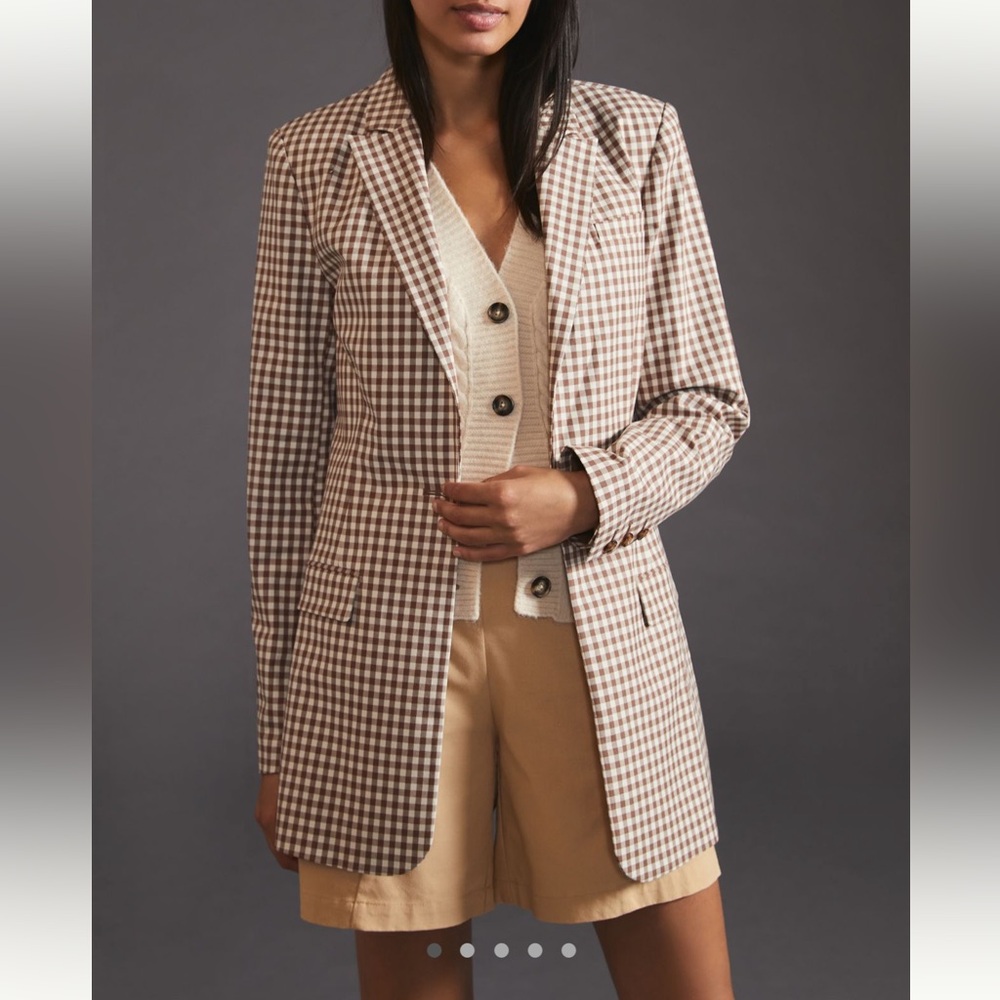 Favorite Daughter Brown & Cream Gingham Blazer